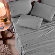 Jogo Lençol King 4 Peças 100% Algodão Ponto Palito Ref.2 - Casa Fernan