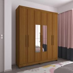 Guarda Roupa Casal 6 Portas com Espelho e Pés Gênova Luciane Móveis - 
