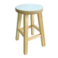 Banqueta Hardman Madeira Natural Assento Redondo Mdf Branco - Hardman 