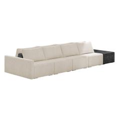 Sofá Ilha 4 Lugares Living 432cm Modulado Lary Bouclê Pu Pto K01 Cor Bege