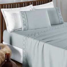 Jogo Cama Casal Queen Size Madri Bordado 300 Fios Super - De Luca Enxo