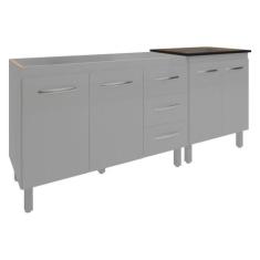 Armário Cozinha Gabinete Pia De 120 Cm Bruna E Balcão Fran Para Cookto