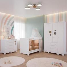 Quarto Bebê Completo Berço Americano Bem 3em1 Guarda Roupas 4 Portas C