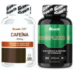 Cafeina Pura 200mg 120 Caps + Complexo B 120 Caps Growth