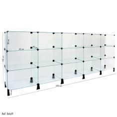 Balcão de Atendimento Modulado em Vidro - 2,50 x 1,00 X 0,40