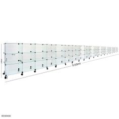 Balcão de Atendimento Modulado em Vidro com Rodízios - 9,50 x 1,00 x 0,40