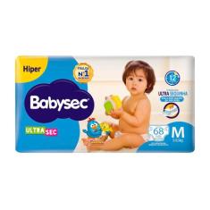 Fralda Babysec Ultrasec Hiper Tamanho M com 68 Unidades Descartáveis, 