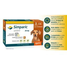 Simparic antipulgas para Cães de 5,1 a 10Kg - 20mg - cx com 3 compr - 