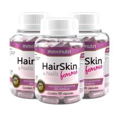 Kit 3 HairSkin Femme Biotina e Minerais 90 Caps Maxinutri-Unissex