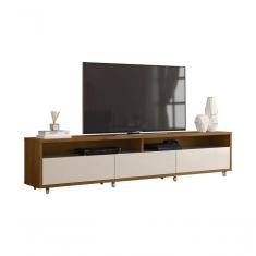 Rack Bancada Para Tv Aspen 2.2 Madeiro Canela Com Off White - Moveisaqui