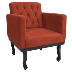 Poltrona Classic Pés Luís Xv Suede Terracota Adj Decor