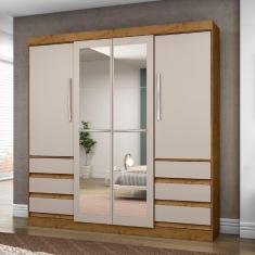 Guarda Roupa Solteiro 4 Portas 6 Gavetas com Espelho 1577 Araplac