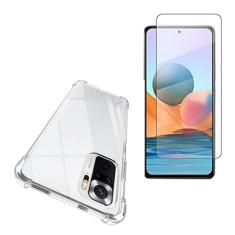 Kit Capinha de Celular Anit Impacto Compatível Xiaomi Redmi Note 10 Pro 6.67" + Película Vidro Temperado