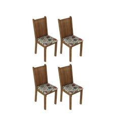 Kit 4 Cadeiras De Jantar 4290 Madesa Rustic/Hibiscos