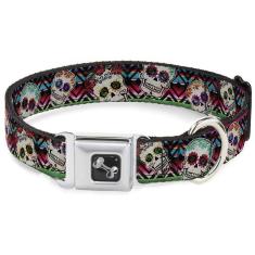 Coleira para cães Buckle-Down Sugar Skulls Zarape Multi Colo
