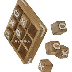 UP24INTO7 Presentes Artesanais Tic Tac Toe Game - Jogos de tabuleiro de família - Grandes presentes para todas as ocasiões