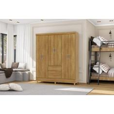 Guarda Roupa Ideal Plus 6 Portas e 2 Gavetas - Nature - Vila Rica