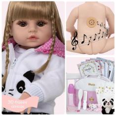 Boneca Reborn Realista Loira Panda Enxoval Bolsa 30 Frases - Cegonha R