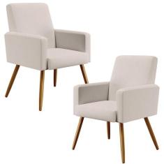 Kit 02 Poltronas Decorativas Para Sala Estar e Recepção Maria W01 Pés 