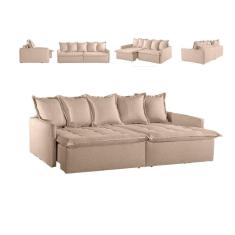 Sofá Cama Texas Retrátil Com Pillowtop E Espuma D28 Zarat Bege