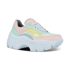 Tênis Colorido Chunky Feminino Sola Alta Estilo Blogueira - E-commerce