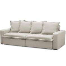 Sofá Retrátil Reclinável Living 215cm Vêneto F04 Veludo Bege