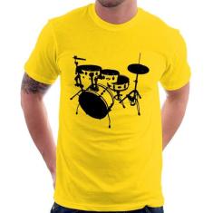 Camiseta Bateria Música Baterista - Foca na Moda, Amarelo, G