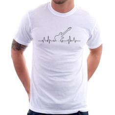 Camiseta Guitarra Batimentos Cardíacos - Foca na Moda, Branco, G