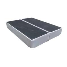 Base Box Casal Bipartido Blindado Sintético Cinza