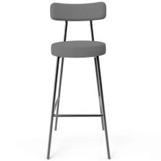 Banqueta Alta Bar Cozinha Sala De Jantar Estrutura Em Aço Milão L02 Bouclê Preto - Lyam Decor