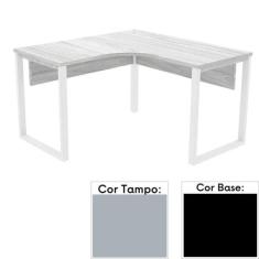 Mesa de Escritório em L Pé Tubular PE25 em MDP 145 x 145 x 60 cm Cinza