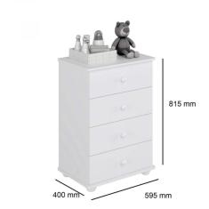 Cômoda de Bebê 4 Gavetas 2031 Baby Móveis Percasa Branco