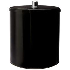 Cesto Multiuso com Tampa Diam 20 x 25 cm , Puxador Cromado , Astra, Preto