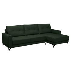 Sofá 5 Lugares Heros com Chaise Direito Veludo Verde