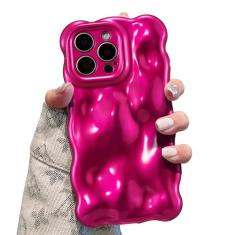 UEEBAI Capa Ripple para iPhone 13 Pro Max, linda capa prateada em forma de onda para iPhone, capa de telefone 3D bonita estética, capa de ondulação de água, design cromado 3D para mulheres e meninas