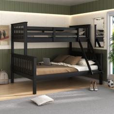 Beliche Solteiro / Casal em Madeira Maciça Moderno Preto