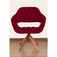 Poltrona Decorativa Sput Pé Giratório de Madeira Capitonê