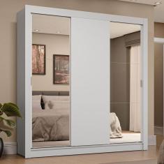 Guarda-roupa Casal 3 Portas Correr Espelhos 4 Gavetas Branco