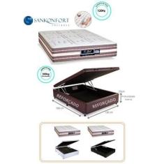 Conjunto Cama Box Baú Casal + Colchão Sankonfort Le Griff Firme (138x1