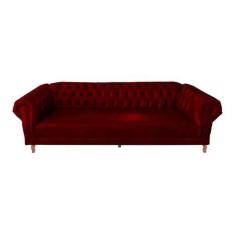 Sofá Chesterfield Capitonê Duque 3 Lugares Vermelho Bordô - Novo Encan