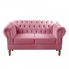 Sofá Dom Pedro 2 Lugares Chesterfield Namoradeira Captonê Rosa