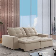 Sofá 4 Lugares Retrátil e Reclinável Super Pilow 230cm Paris Veludo