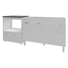 Balcão Armário Cozinha Gabinete De Pia 120 Cm Bruna E Balcão Para Fogã