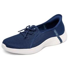 Skechers Sapato Oxford feminino sem cadarço Swift-Mirage mãos livres, Azul marino, 34