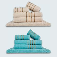 Jogo De Toalhas 10Pçs Coleção Dubai 100% Algodão Bege+Verde