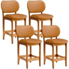 Kit 04 Banquetas Baixa Bar Cozinha E Sala De Jantar Fixa Betta L02 Imb