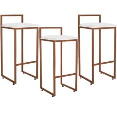 Kit 03 Banquetas Alta Para Cozinha Sala De Jantar Hanna L02 Bronze Cor