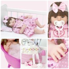 Boneca Reborn Silicone Laura Bebe + Bolsa Maternidade Itens - Cegonha 