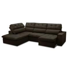 Sofá 5 Lugares Retrátil e Reclinável Arezzo com Chaise Esquerdo Veludo Marrom