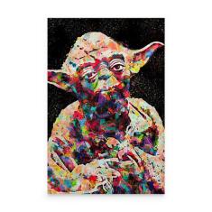 Quadro Star Wars Mestre Yoda Estilizado Colorido - Bimper